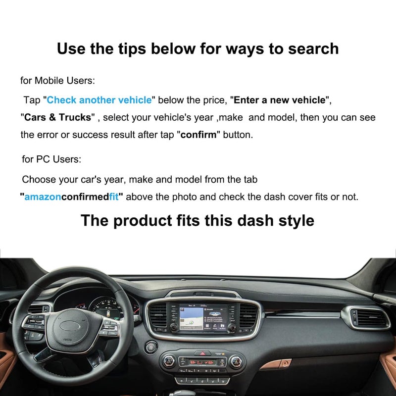 Yiz Dash Cover Mat Custom Fit for Kia Sorento 2016 2017 2018 2019 2020 with Dash Speaker with Sensors,Dashboard Cover Pad Carpet Protector(16-20 Black) J44 - Image 2